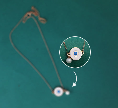 Evil Eye Pearl Charm Necklace