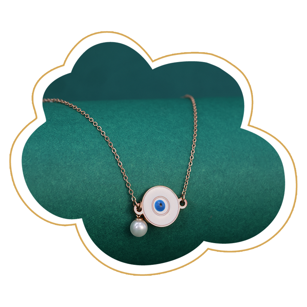 Evil Eye Pearl Charm Necklace