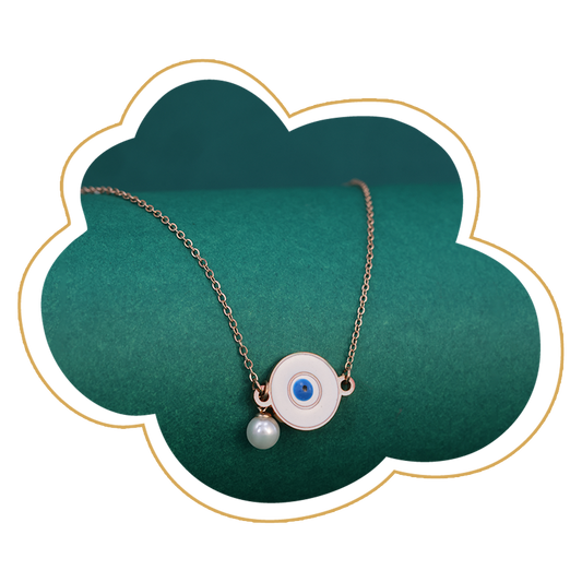 Evil Eye Pearl Charm Necklace
