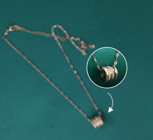 Triple CZ Ring Pendant Necklace – Rose Gold Plated Artificial Jewellery