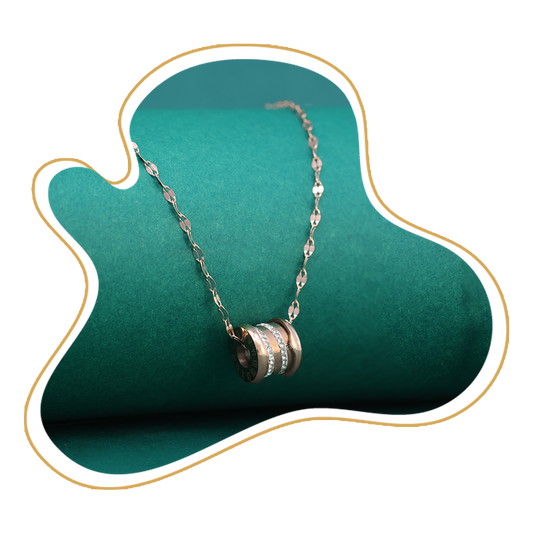 Triple CZ Ring Pendant Necklace – Rose Gold Plated Artificial Jewellery