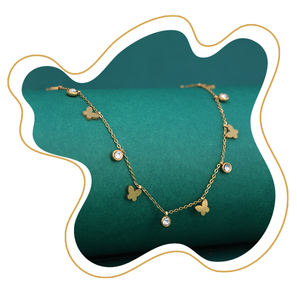 Butterfly Charm Necklace with Crystal Drops – Zevaae Jewels