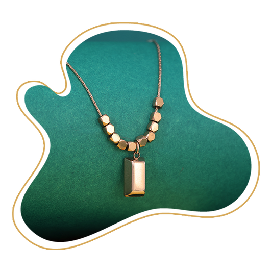 Bold Rectangle Pendant Necklace with Geometric Beads – Zevaae Jewels