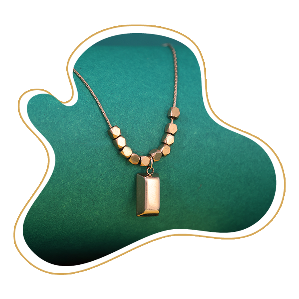 Hexa Bead Bar Pendant Necklace – Gold Plated Artificial Jewellery