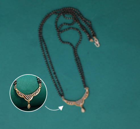 Double Strand CZ Drop Mangalsutra – Gold Plated Artificial Jewellery