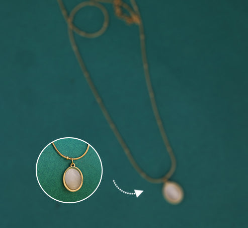 Classic Oval Stone Pendant Necklace – Timeless Grace