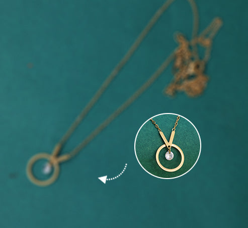 Minimal Circle & V Pendant Necklace – Gold Plated Artificial Jewellery