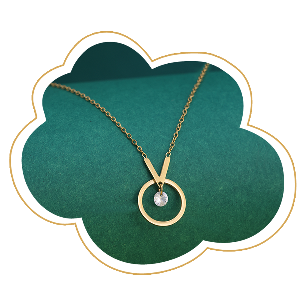 Minimal Circle & V Pendant Necklace – Gold Plated Artificial Jewellery