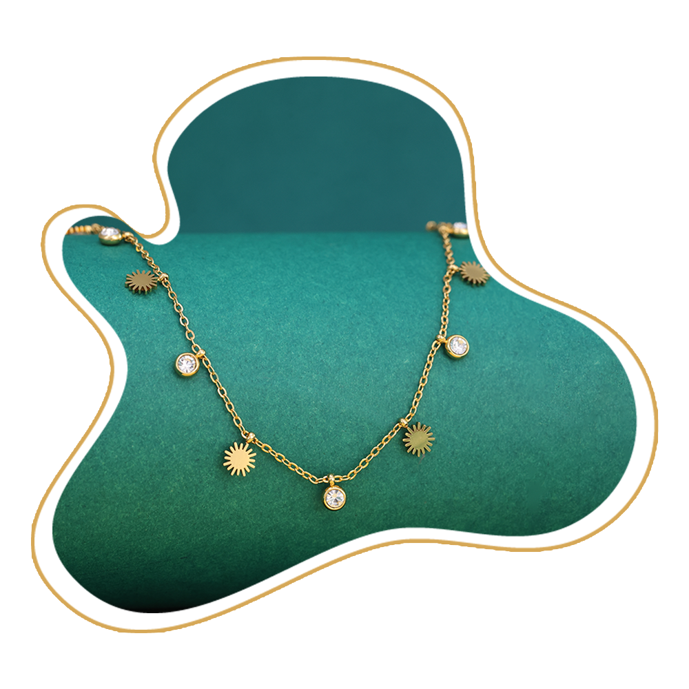 Sun Charm & Crystal Drop Necklace – Zevaae Jewels
