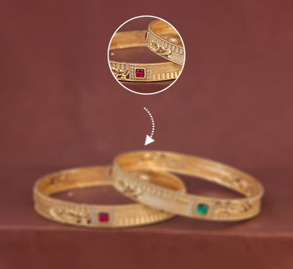 Gold Bangles with Ruby & Emerald Stone – Zevaae Jewels