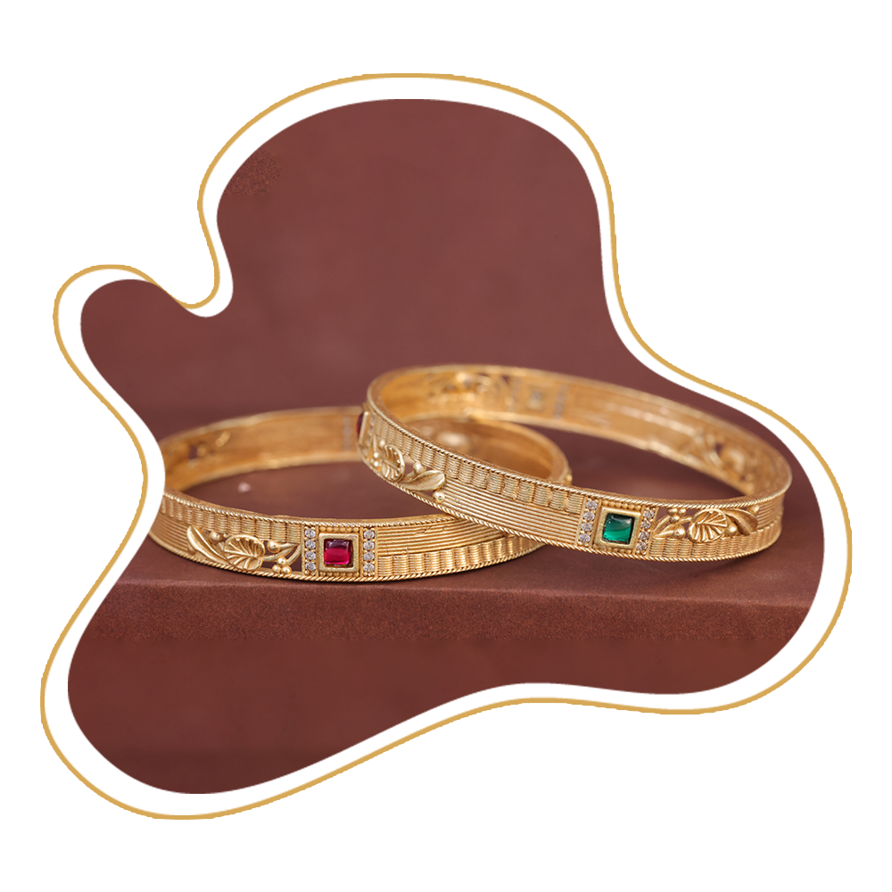 Gold Bangles with Ruby & Emerald Stone – Zevaae Jewels