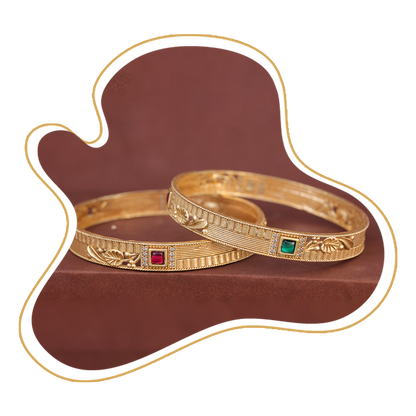 Gold Bangles with Ruby & Emerald Stone – Zevaae Jewels