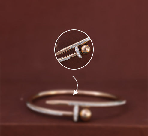 Rose Gold Designer Bracelet with Diamond Accents – Zevaae Jewels