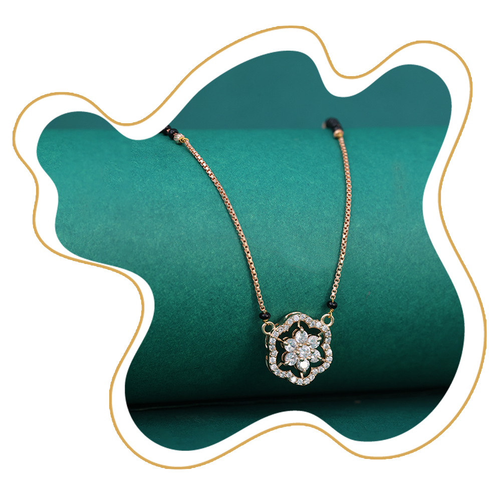 Floral Hexagon CZ Mangalsutra – Gold Plated Artificial Jewellery