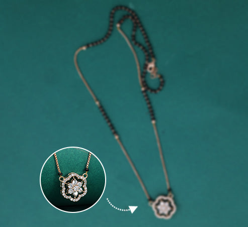 Floral Hexagon CZ Mangalsutra – Gold Plated Artificial Jewellery