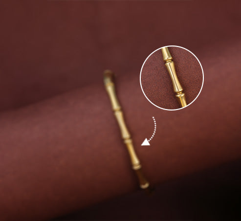 Bamboo-Inspired Gold Bracelet – Zevaae Jewels