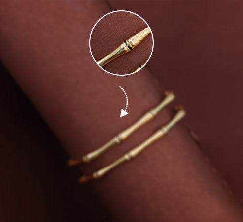 Textured Bamboo-Inspired Gold Bracelet Set – Zevaae Jewels