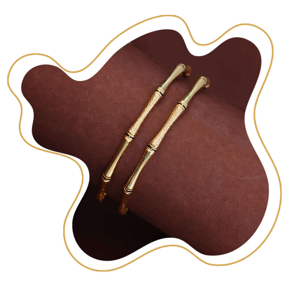 Textured Bamboo-Inspired Gold Bracelet Set – Zevaae Jewels