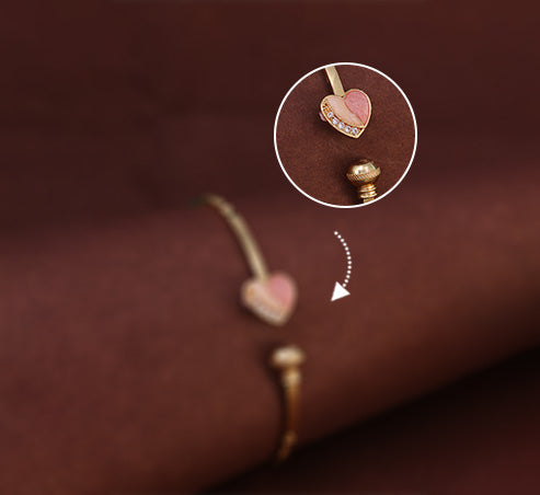Pink Enamel Heart Gold Bracelet – Zevaae Jewels