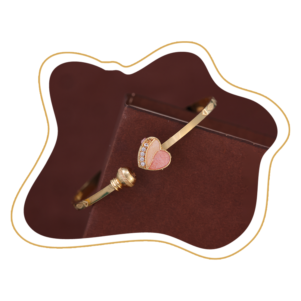 Pink Enamel Heart Gold Bracelet – Zevaae Jewels