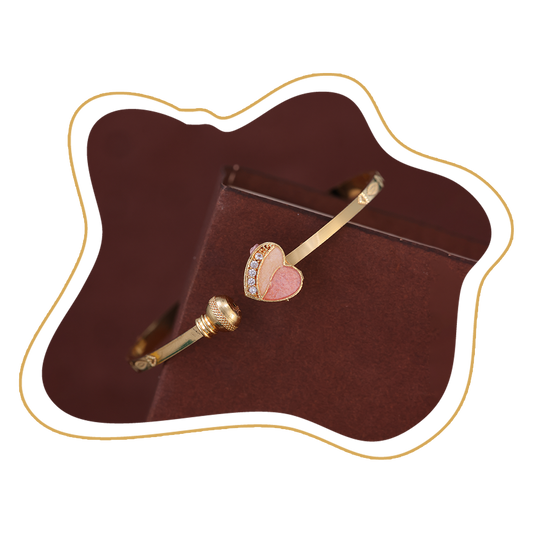 Pink Enamel Heart Gold Bracelet – Zevaae Jewels