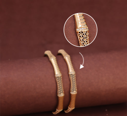 Traditional Gold Patterned Bangle Set – Zevaae Jewels