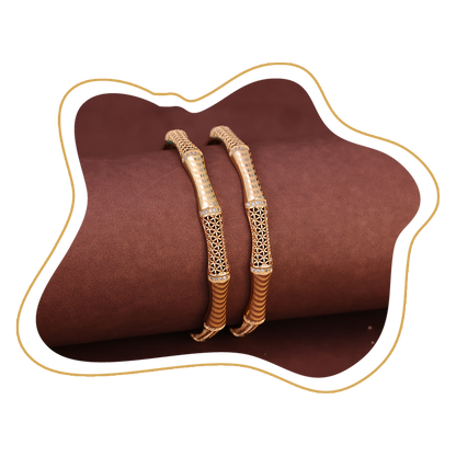 Traditional Gold Patterned Bangle Set – Zevaae Jewels