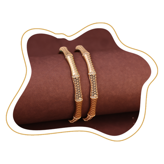 Traditional Gold Patterned Bangle Set – Zevaae Jewels