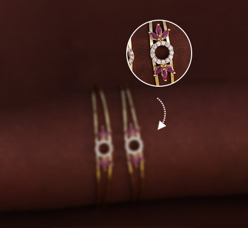 Floral Ruby & CZ Gold Bracelet – Zevaae Jewels