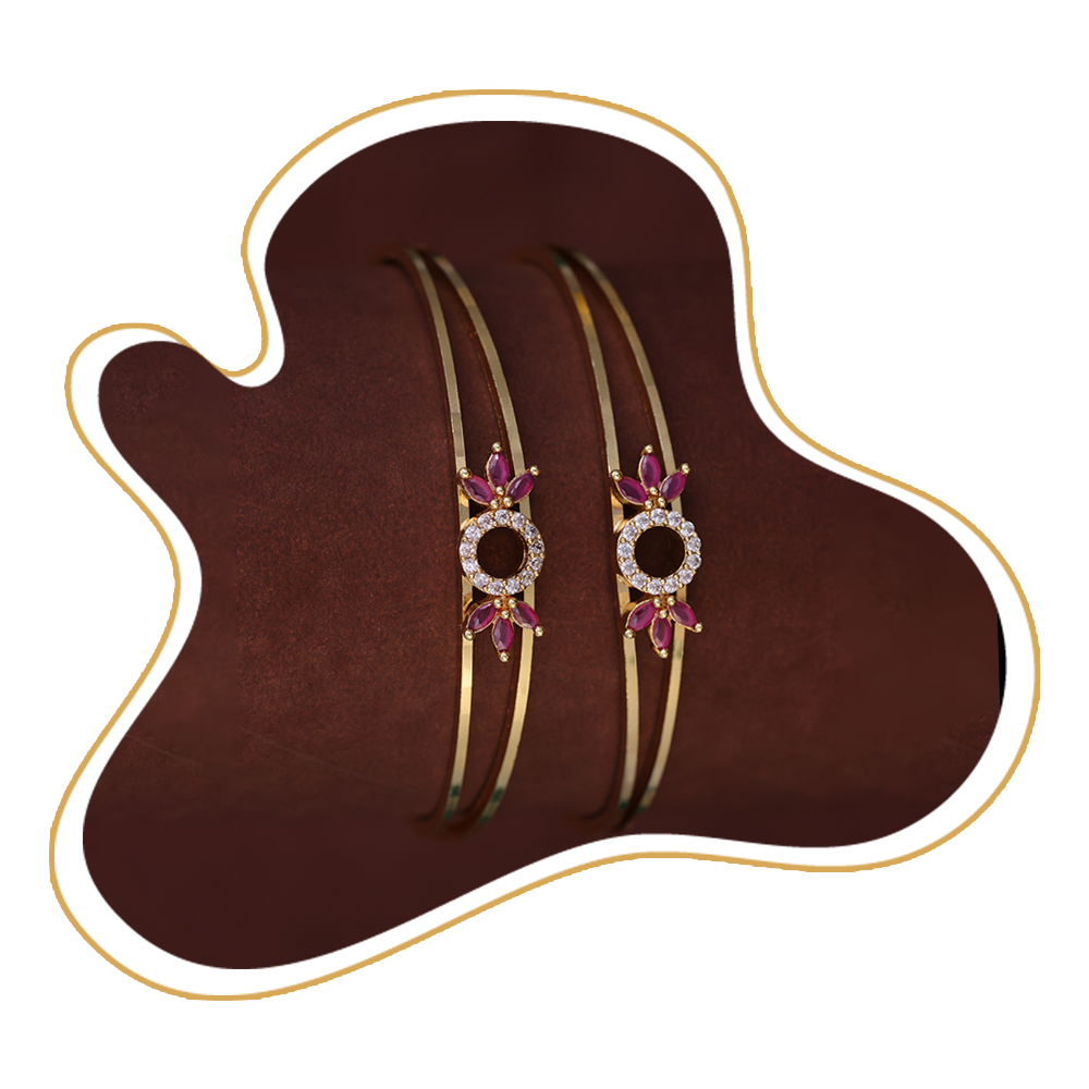 Floral Ruby & CZ Gold Bracelet – Zevaae Jewels