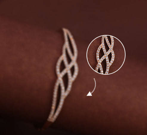 Twisted Diamond-Studded Gold Bracelet – Zevaae Jewels