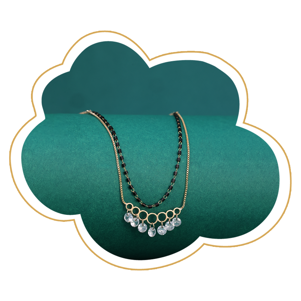 Double Layer CZ Drop Mangalsutra – Gold Plated Artificial Jewellery