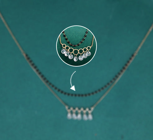 Double Layer CZ Drop Mangalsutra – Gold Plated Artificial Jewellery