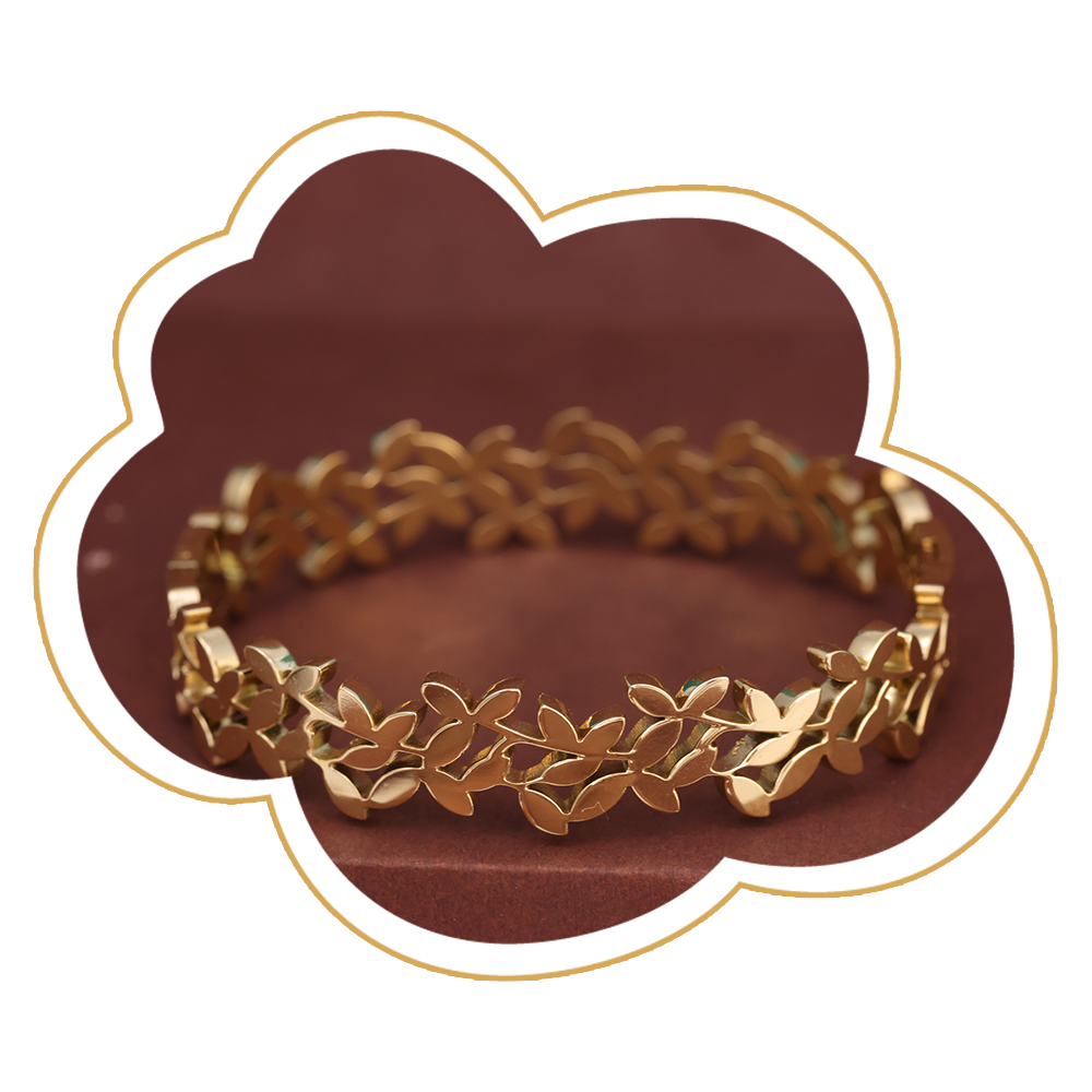 Leaf Motif Gold Bracelet – Zevaae Jewels