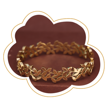 Leaf Motif Gold Bracelet – Zevaae Jewels