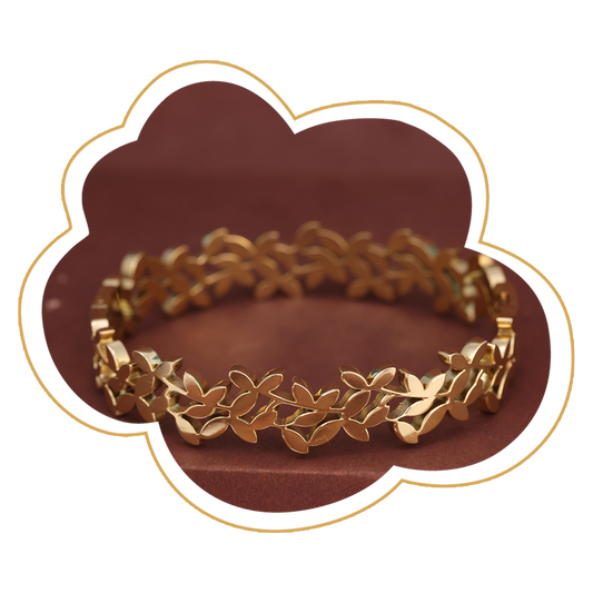 Leaf Motif Gold Bracelet – Zevaae Jewels