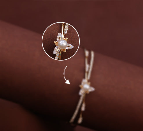 Pearl Floral Gold Bracelet – Zevaae Jewels