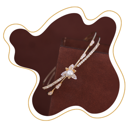 Pearl Floral Gold Bracelet – Zevaae Jewels