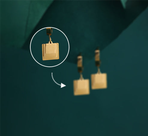 Elegant Gold Square Drop Earrings