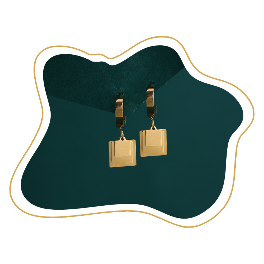 Elegant Gold Square Drop Earrings