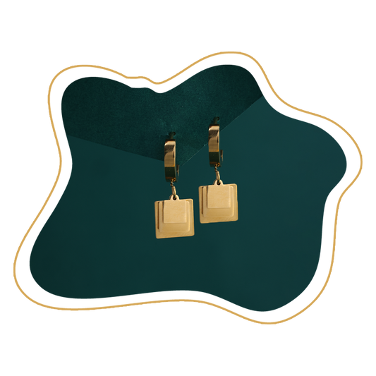 Elegant Gold Square Drop Earrings