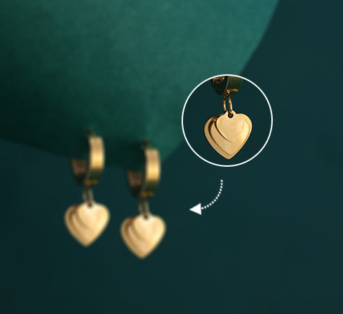 Romantic Gold Heart Drop Earrings