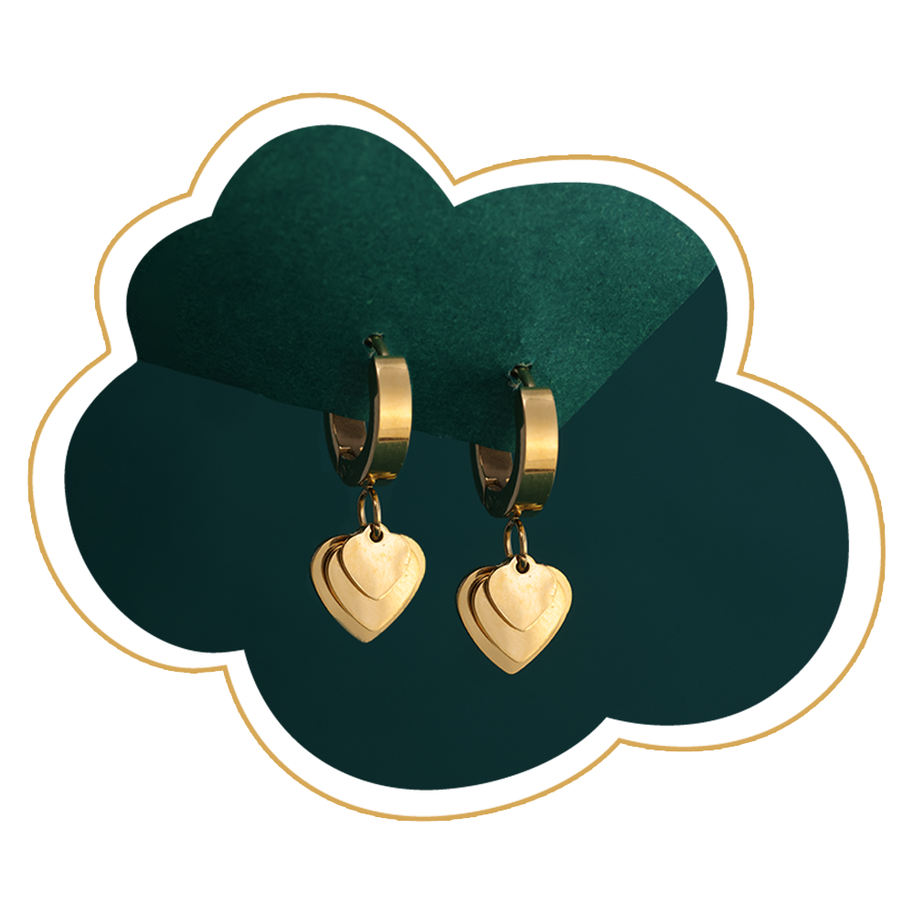 Romantic Gold Heart Drop Earrings