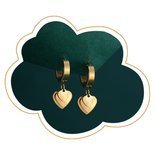 Romantic Gold Heart Drop Earrings