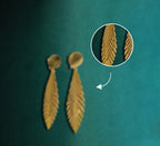 Golden Leaf Drop Earrings – Zevaae Jewels