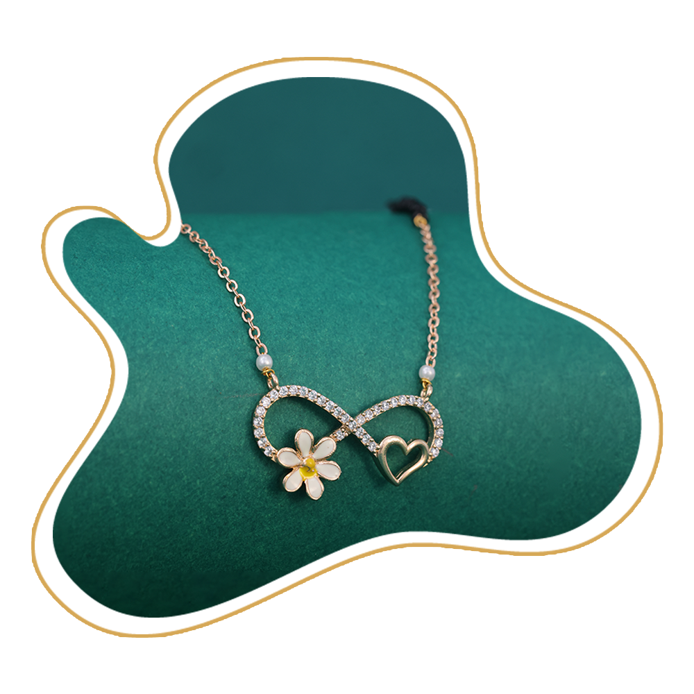 Infinity Heart & Flower CZ Mangalsutra – Gold Plated Artificial Jewellery