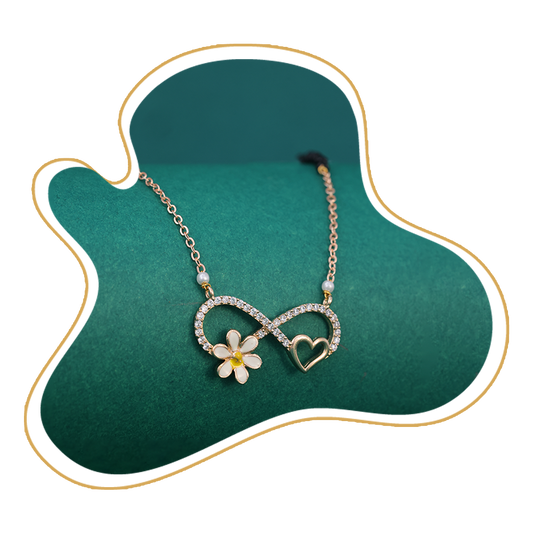 Infinity Heart & Flower CZ Mangalsutra – Gold Plated Artificial Jewellery