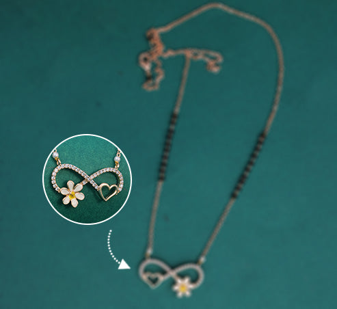 Infinity Heart & Flower CZ Mangalsutra – Gold Plated Artificial Jewellery
