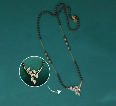Leaf Design CZ Mangalsutra – Gold Plated Artificial Jewellery