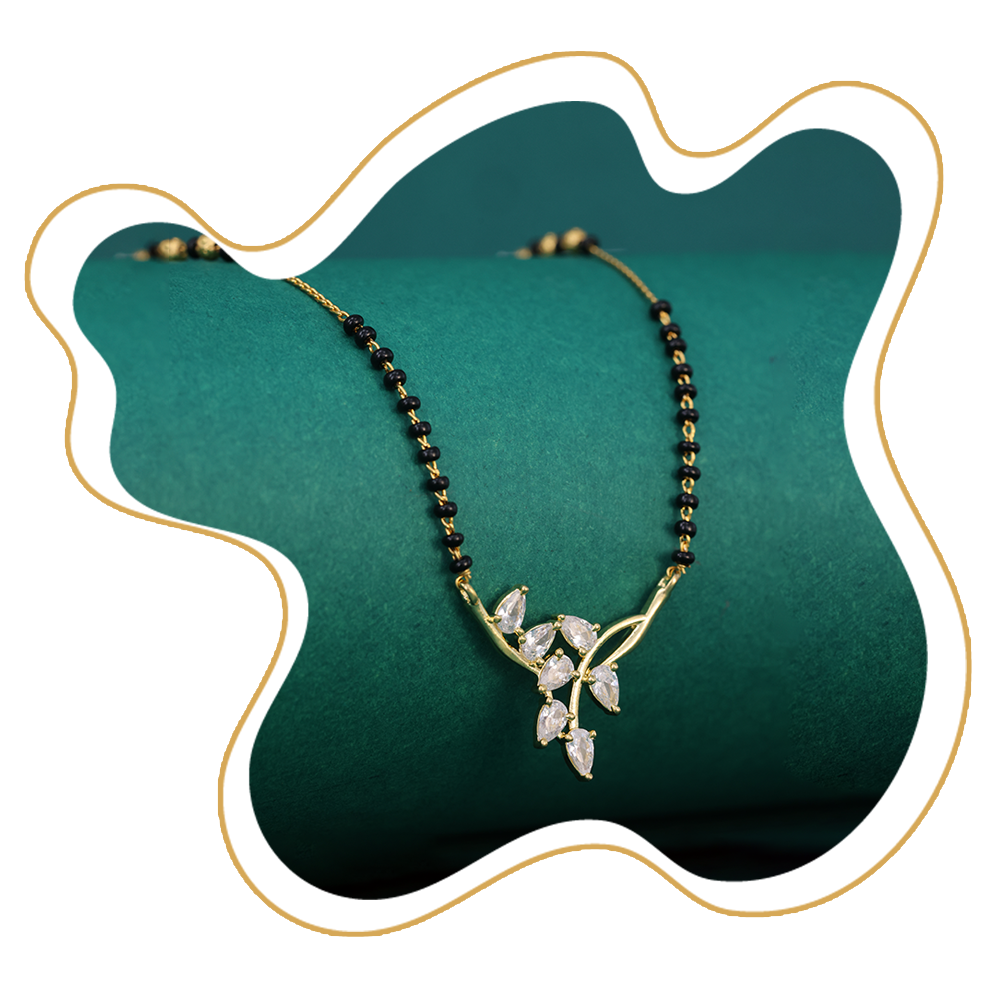 Leaf Design CZ Mangalsutra – Gold Plated Artificial Jewellery